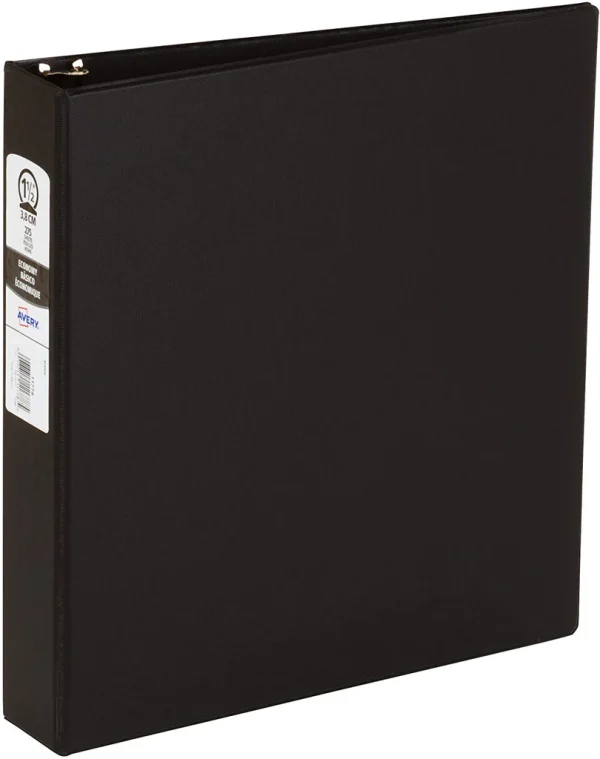 AVERY Economy 3 Ring Binder, 1.5? Round Rings, Color (Black, Pacific Blue) Will Vary, 1 Binder